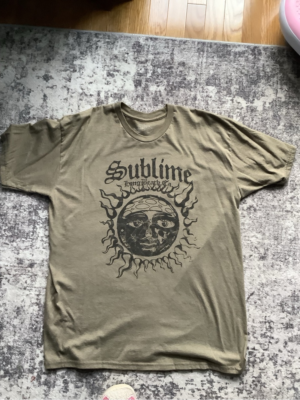 Lucky Brand Olive Green Sublime Band Tee with Black Sun Graphic